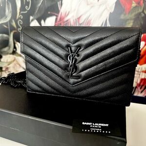 Yves Saint Laurent Black Quilted Chevron Leather Crossbody
